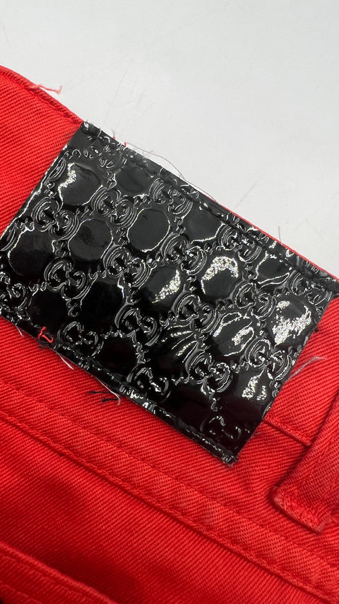 Minigonna in jeans rosso