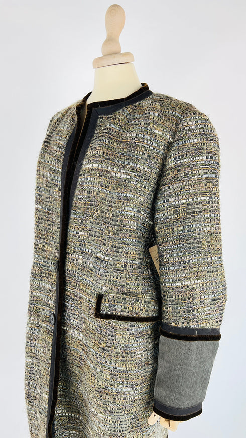 Soprabito in tweed e velluto