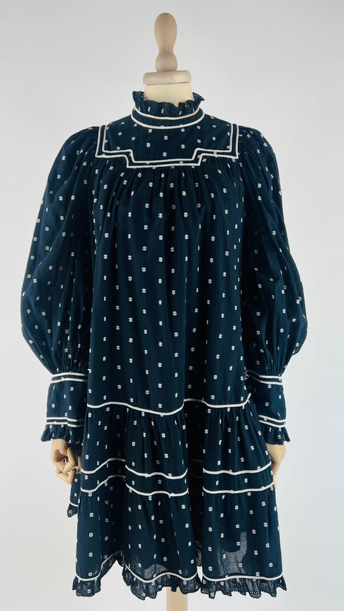 Abito corto a pois in cotone