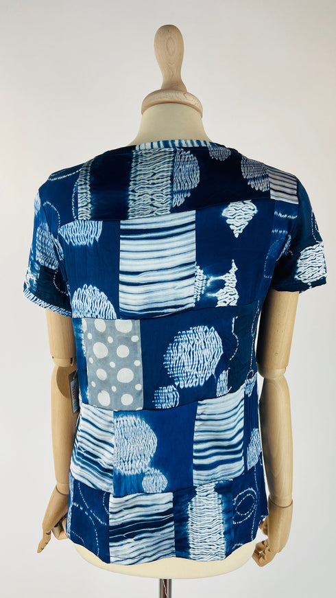 T-shirt patchwork pois e righe