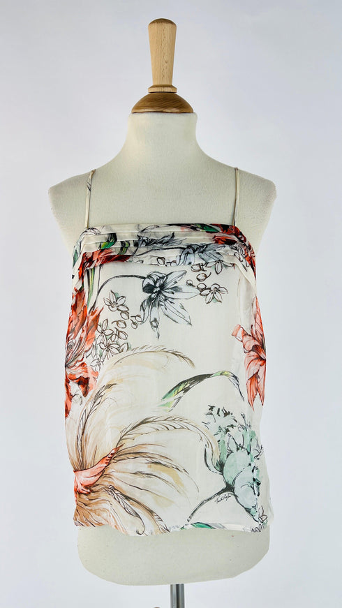 Top trasparente a fiori