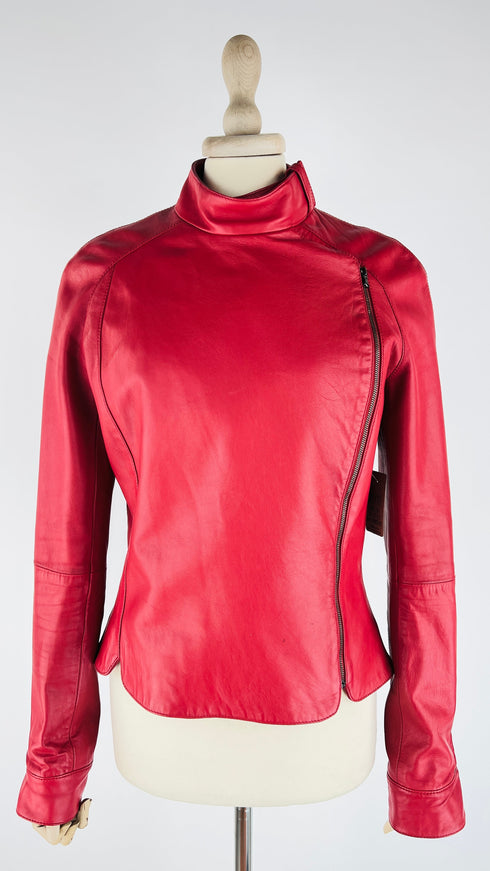 Giacca rossa in pelle