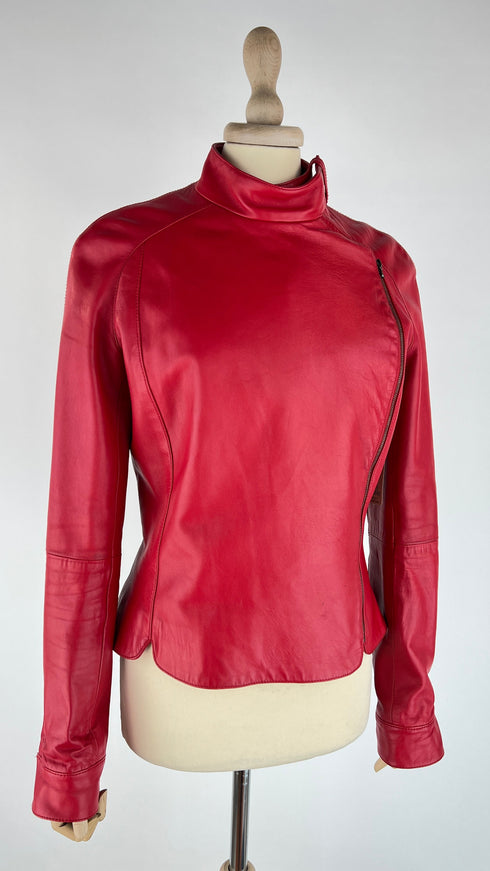 Giacca rossa in pelle