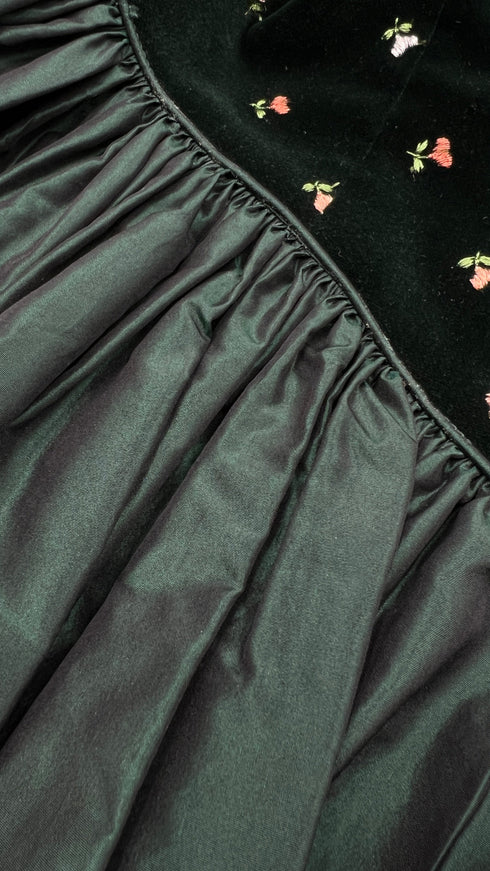 Abito lungo velluto a fiori