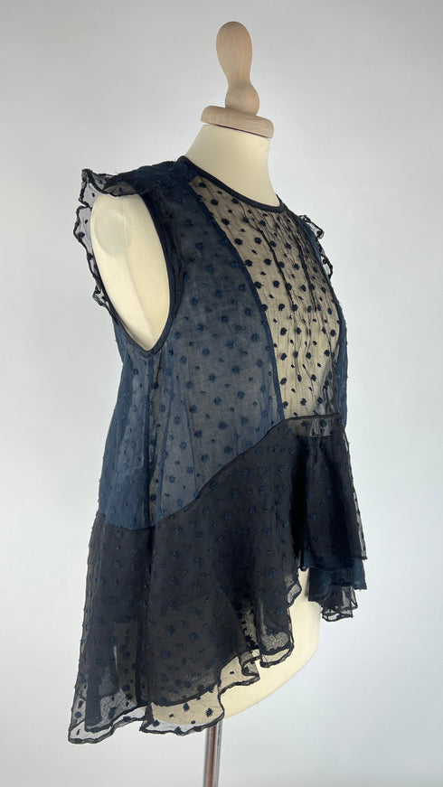 Top bicolor ricamato