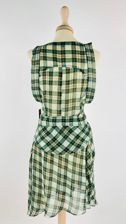 Abito midi in seta tartan