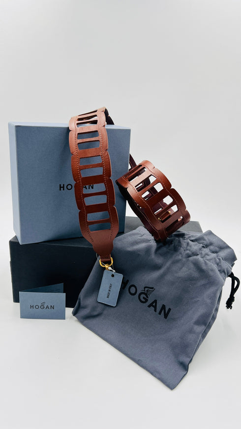 Tracolla in pelle traforata