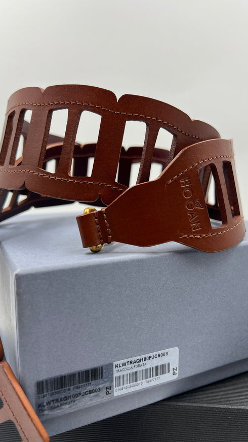 Tracolla in pelle traforata