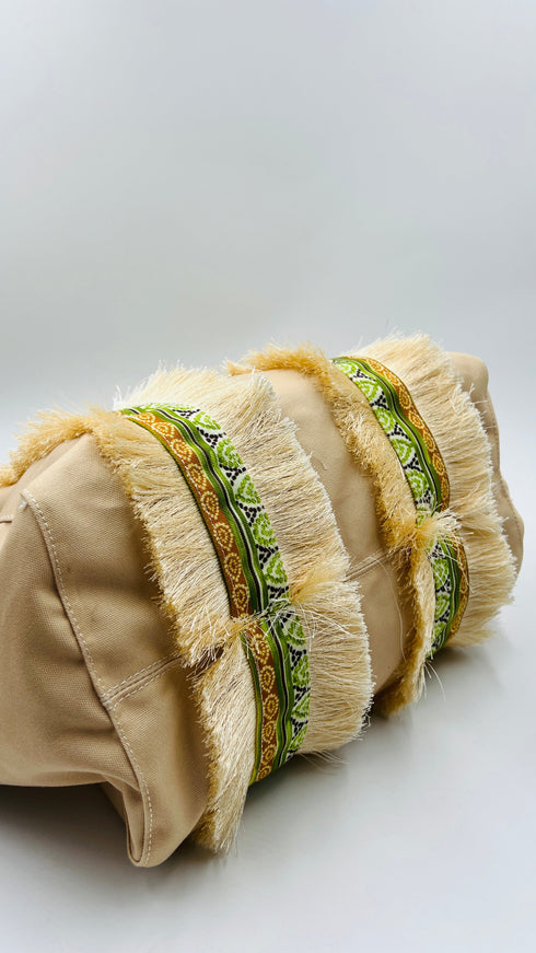 Tote bag frange e jacquard