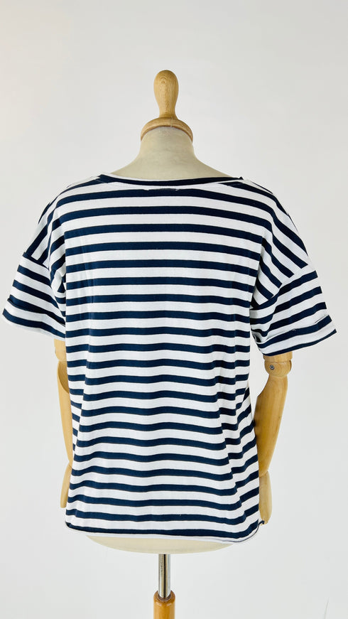 T-shirt a righe ricamo coccinella