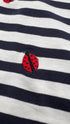 T-shirt a righe ricamo coccinella