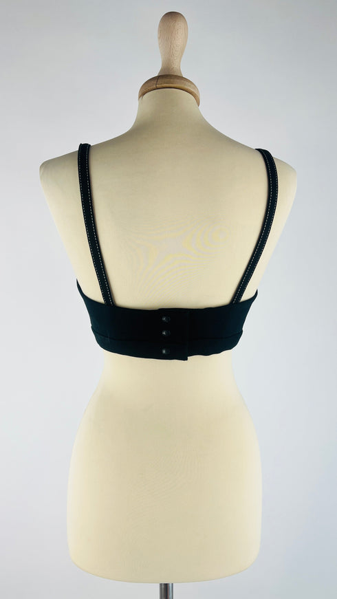 Crop-top nero con fiocco