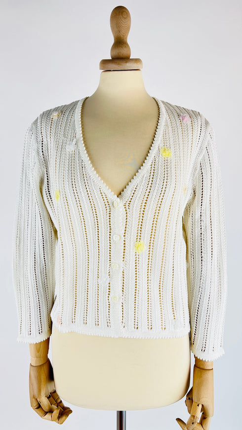 Cardigan fiori applicati