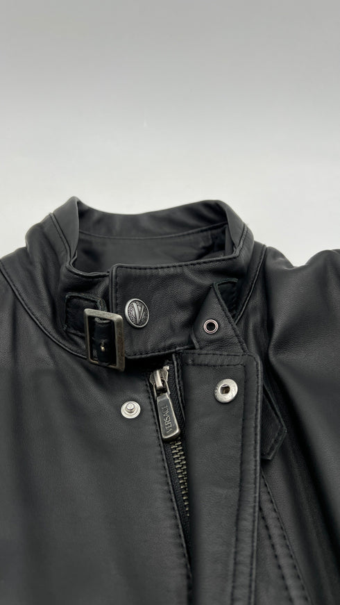 Giacca in pelle con cintura