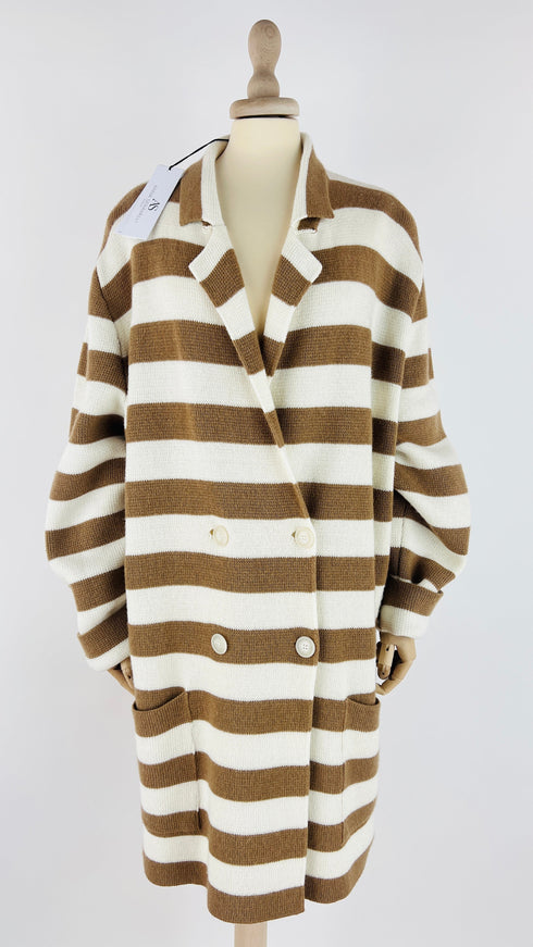 Cardigan righe cartellino