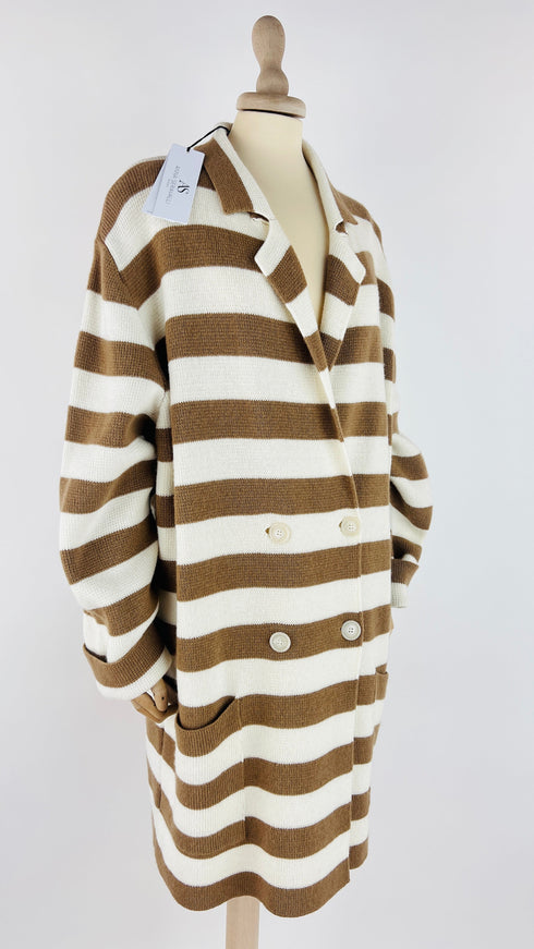 Cardigan righe cartellino