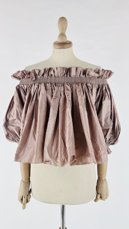 Blusa off-the-shoulder taffetà di seta