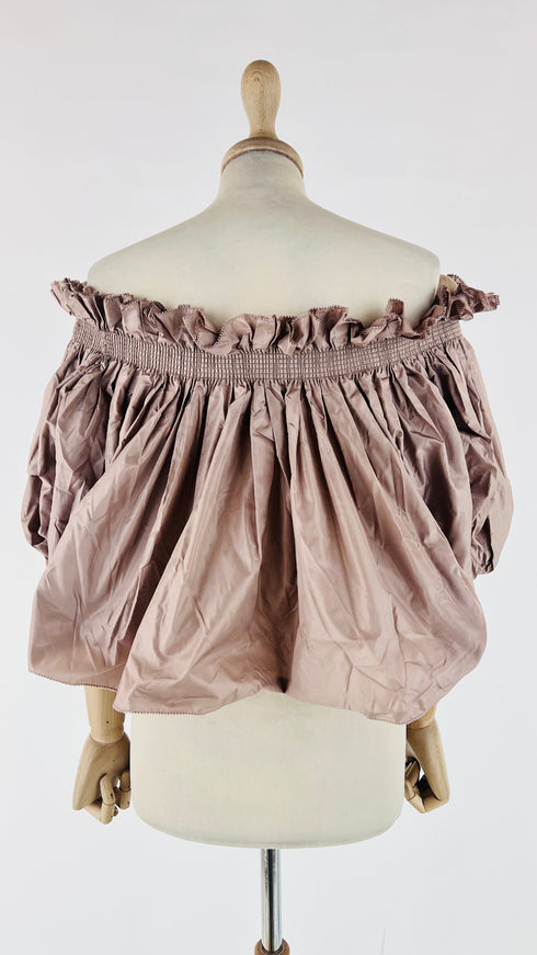 Blusa off-the-shoulder taffetà di seta