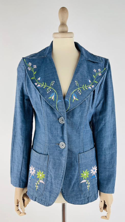 Blazer in denim ricamato