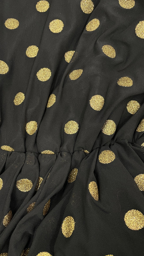 Abito lungo in tulle a pois