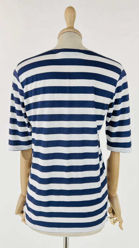 T-shirt a righe bianco / blu