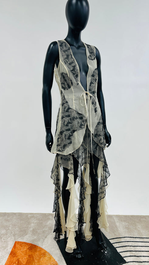 Set gonna+gilet pizzo