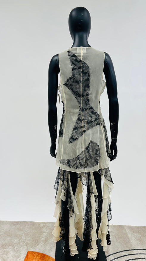 Set gonna+gilet pizzo