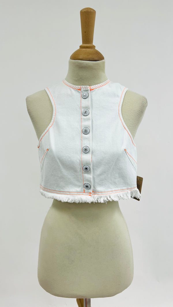 Gilet cropped sfrangiato