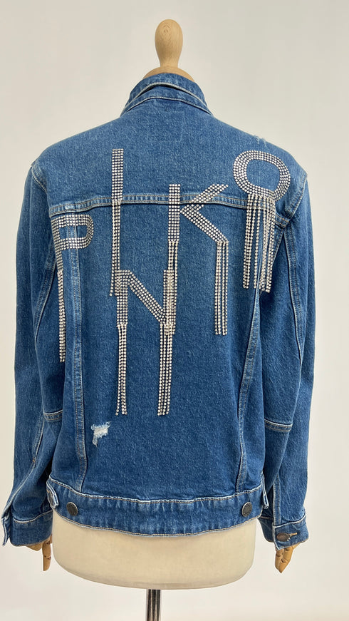 Giacca denim logo strass