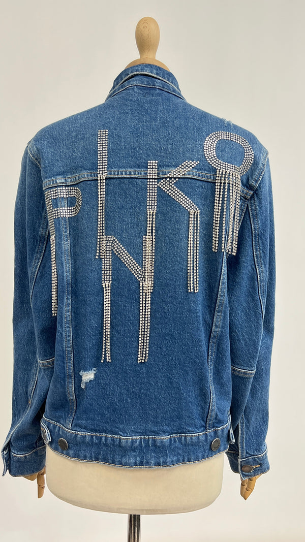 Giacca denim logo strass