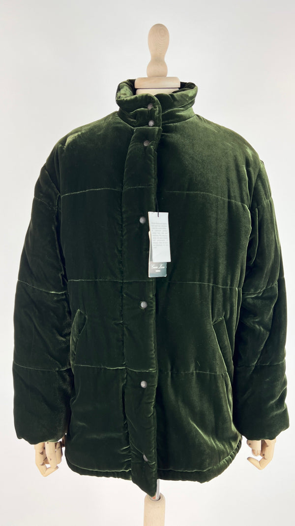Piumino in velluto verde