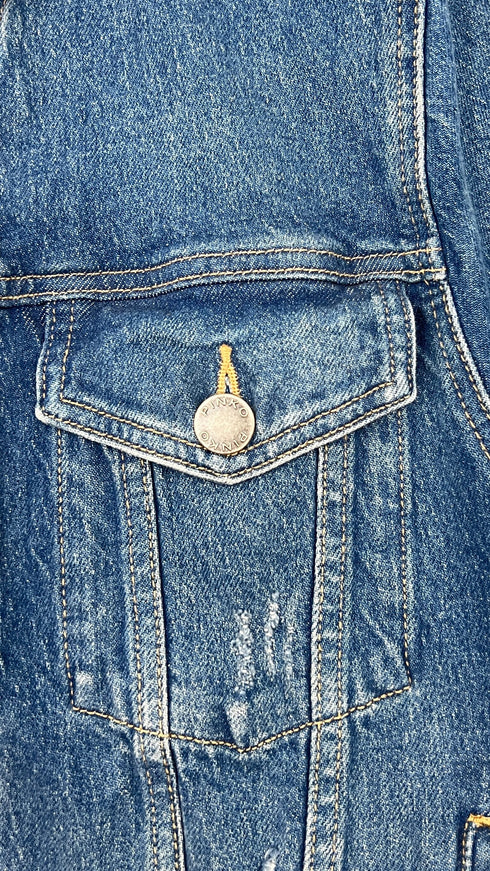 Giacca denim logo strass