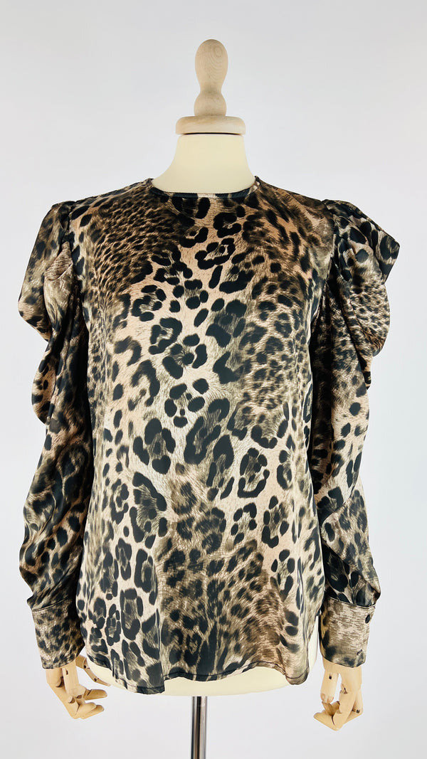 Blusa girocollo animalier