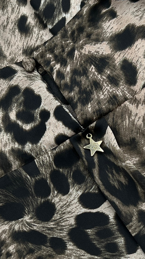 Blusa girocollo animalier