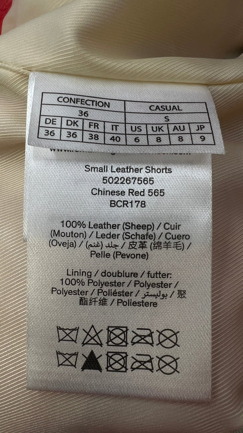 Shorts in pelle rossi