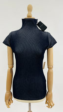Maglia stretch a costine blu GIORGIO ARMANI