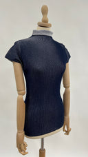 Maglia stretch a costine blu GIORGIO ARMANI