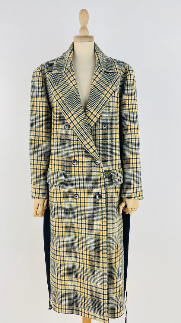 Cappotto doppiopetto tartan con cinta