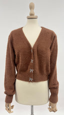 Cardigan teddy con fiocchi MiLk white