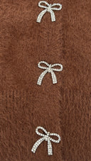 Cardigan teddy con fiocchi MiLk white