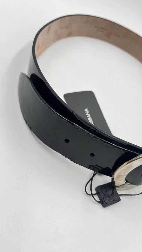 Cintura fibbia rotonda con cartellino