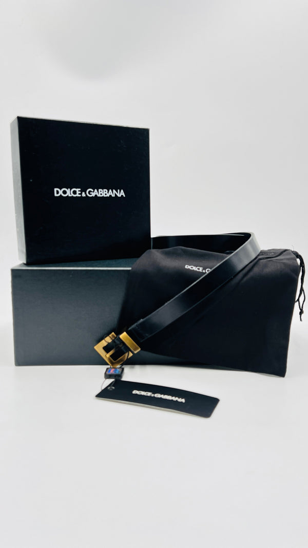 Cintura pelle nera con cartellino