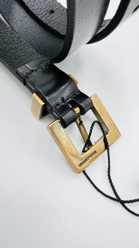 Cintura pelle nera con cartellino