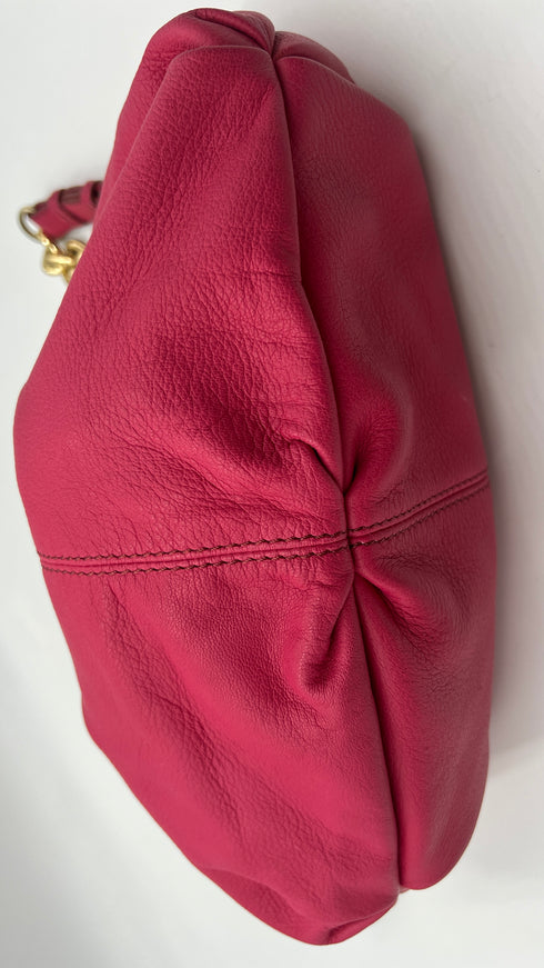 Borsa a spalla in pelle fucsia