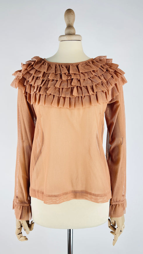 Blusa in tulle con ruches