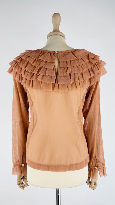 Blusa in tulle con ruches