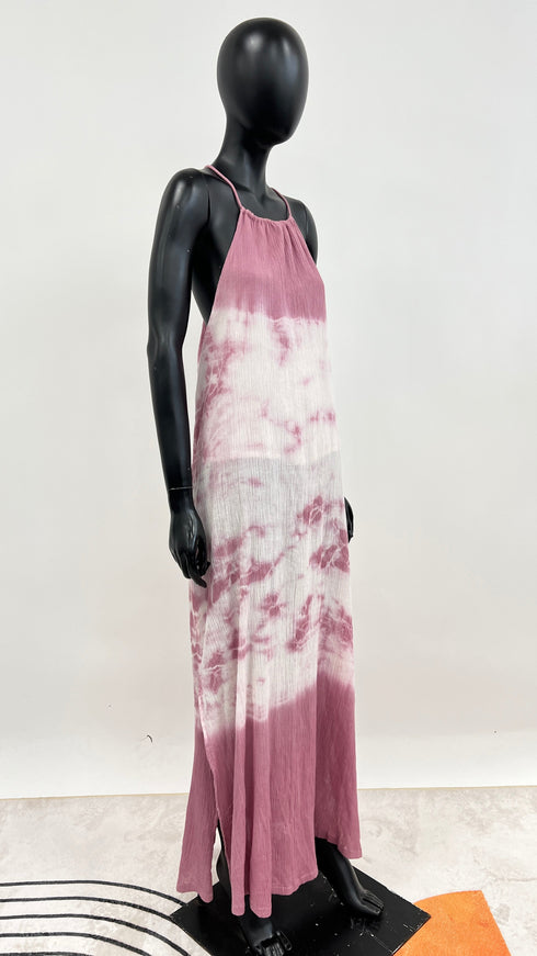 Abito lungo tie-dye con cartellino