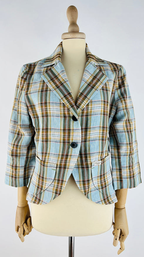 Blazer tartan in lino