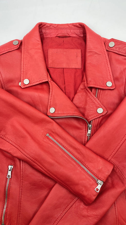 Chiodo in pelle rosso