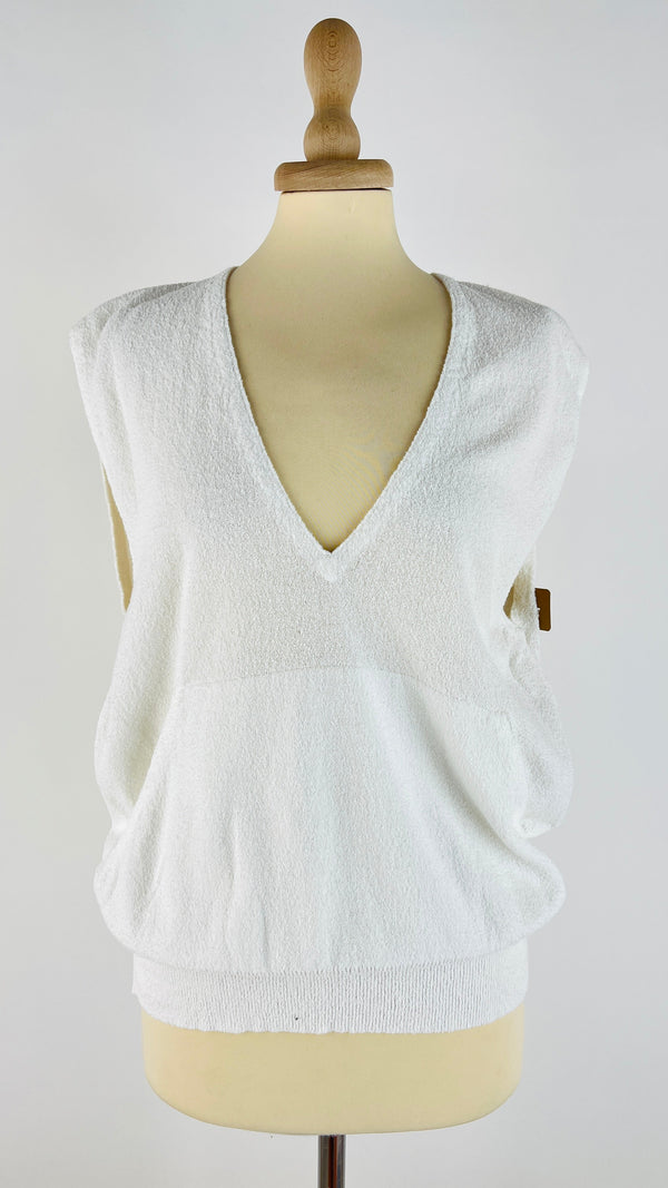Smanicato a V in maglia con cartellino